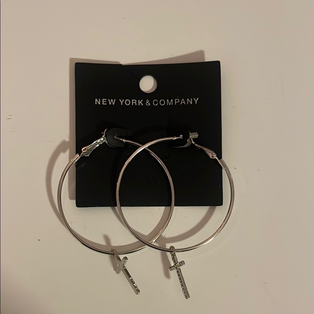 New York & Company Silver Hoop Earrings